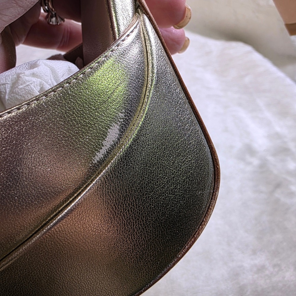Stuart Weitzman Discoplatform Sandal Gold Metallic Ankle Strap Womens 10 Good - Picture 7 of 9